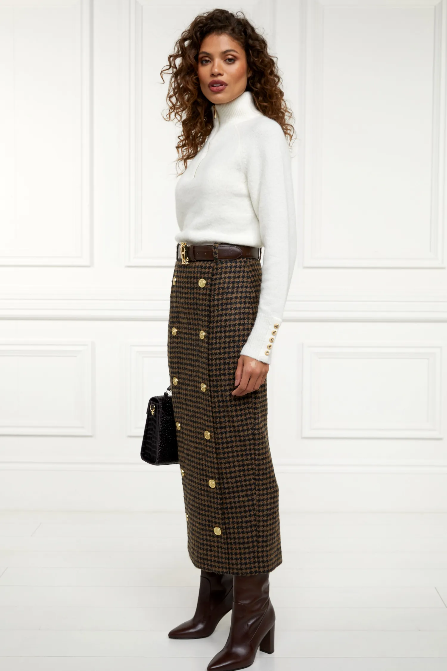 Best Knightsbridge Maxi Skirt (Chocolate Houndstooth) Women Skirts|Tailoring