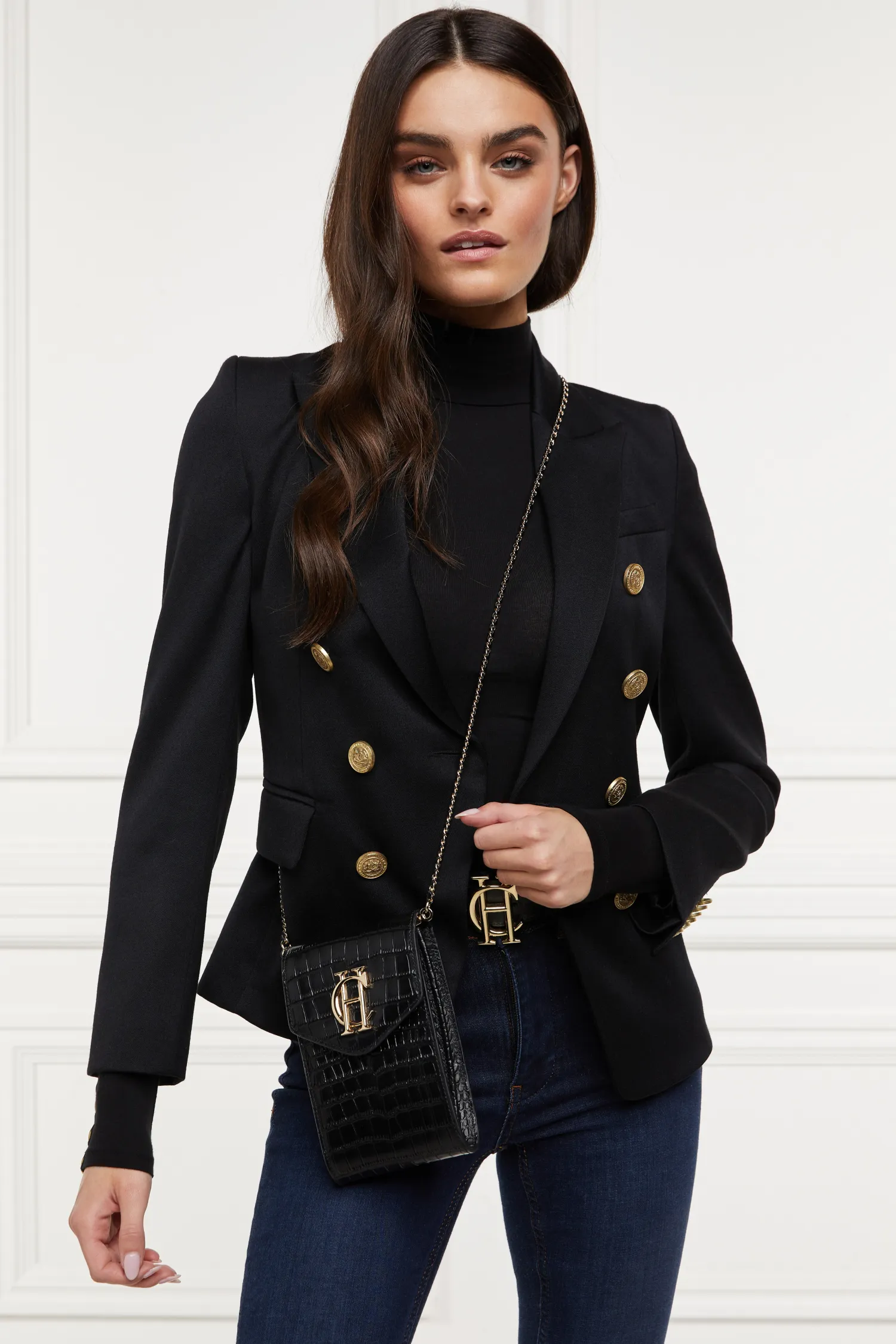 Outlet Knightsbridge Phone Pouch (Black Croc) Women Crossbody Bags|Clutch Bags