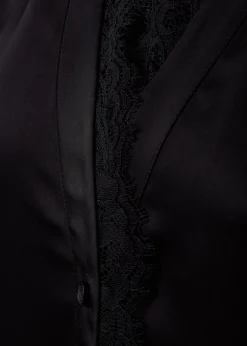 Discount Lace V-Neck Blouse (Black Satin) Women Shirts & Blouses