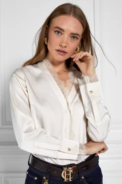 Fashion Lace V-Neck Blouse Women Shirts & Blouses