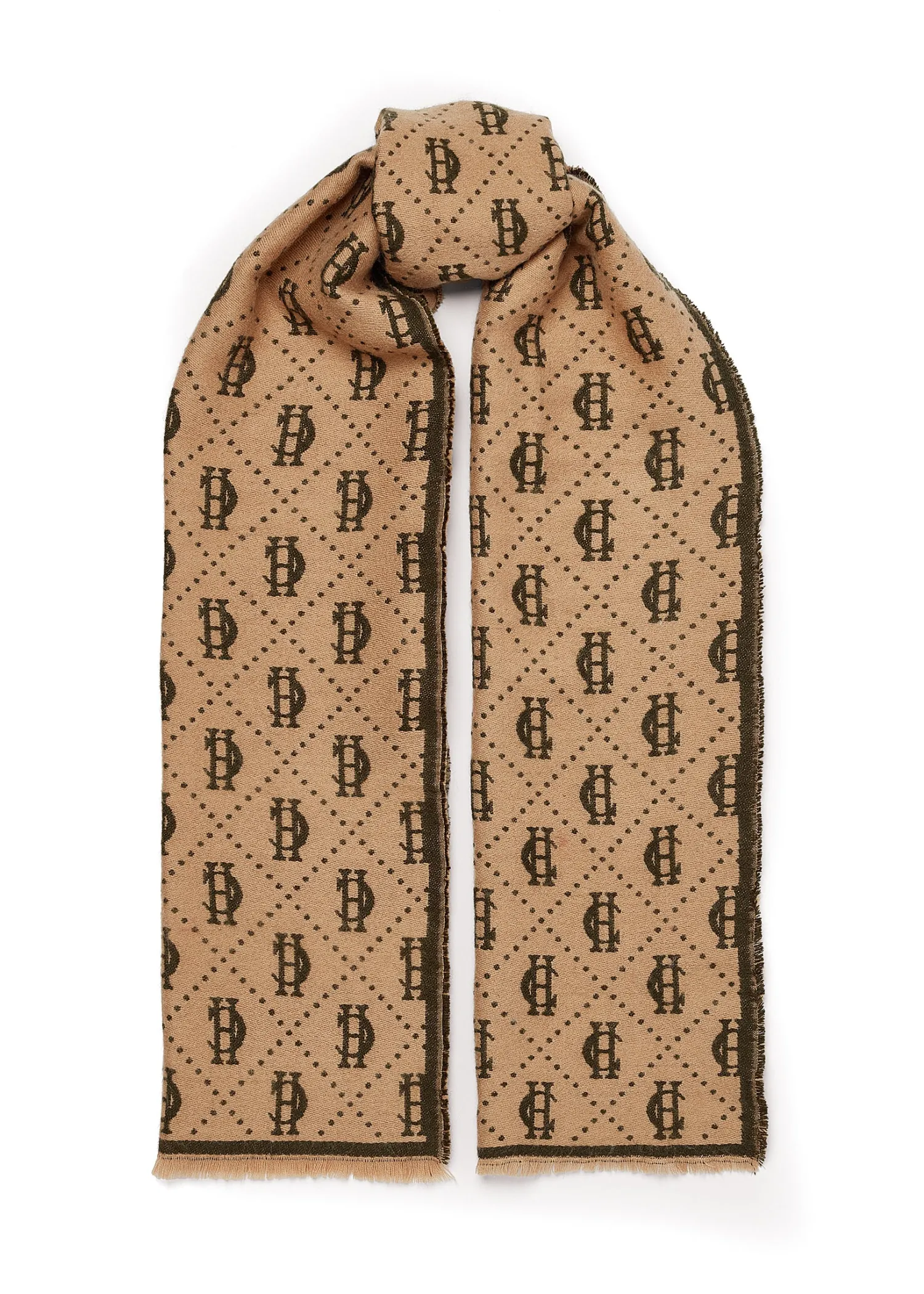 New Lightweight Monogram Scarf (Light Camel Forest Green) Women Scarves|Scarves