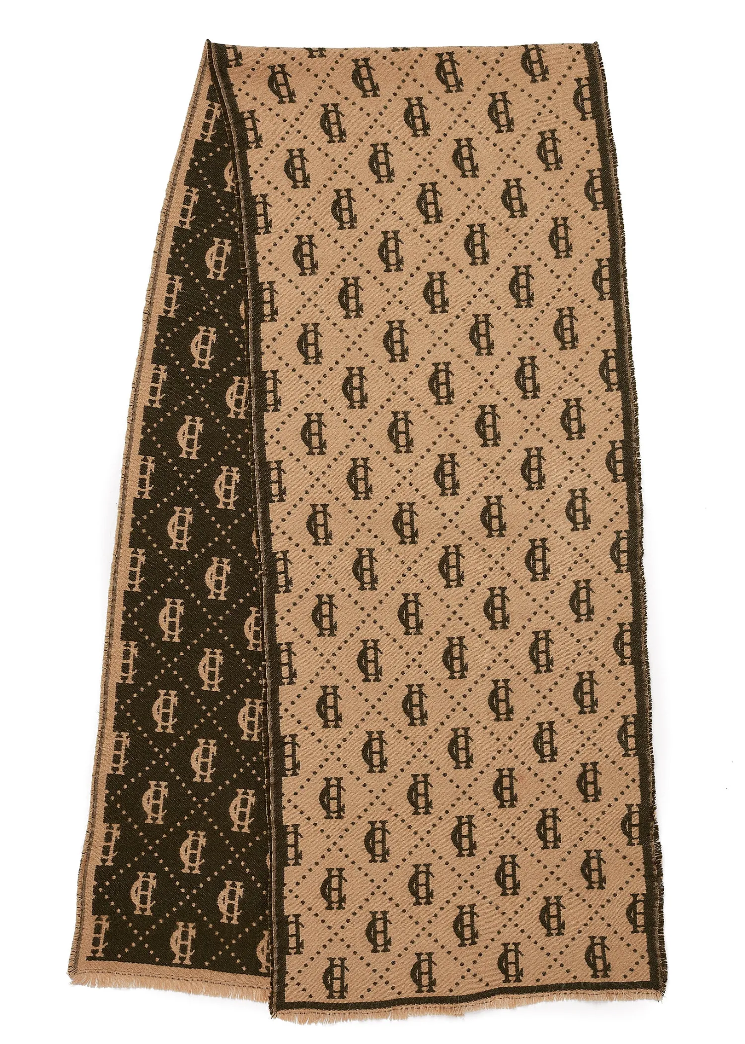 New Lightweight Monogram Scarf (Light Camel Forest Green) Women Scarves|Scarves