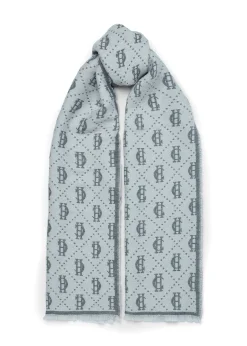 Fashion Lightweight Monogram Scarf (Grey Marl Cream) Women Scarves|Scarves