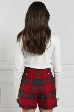 Fashion Luxe Tailored Short (Red Tartan) Women Shorts|Tailoring