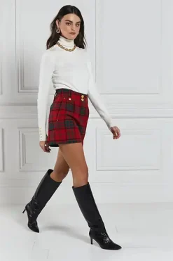 Fashion Luxe Tailored Short (Red Tartan) Women Shorts|Tailoring