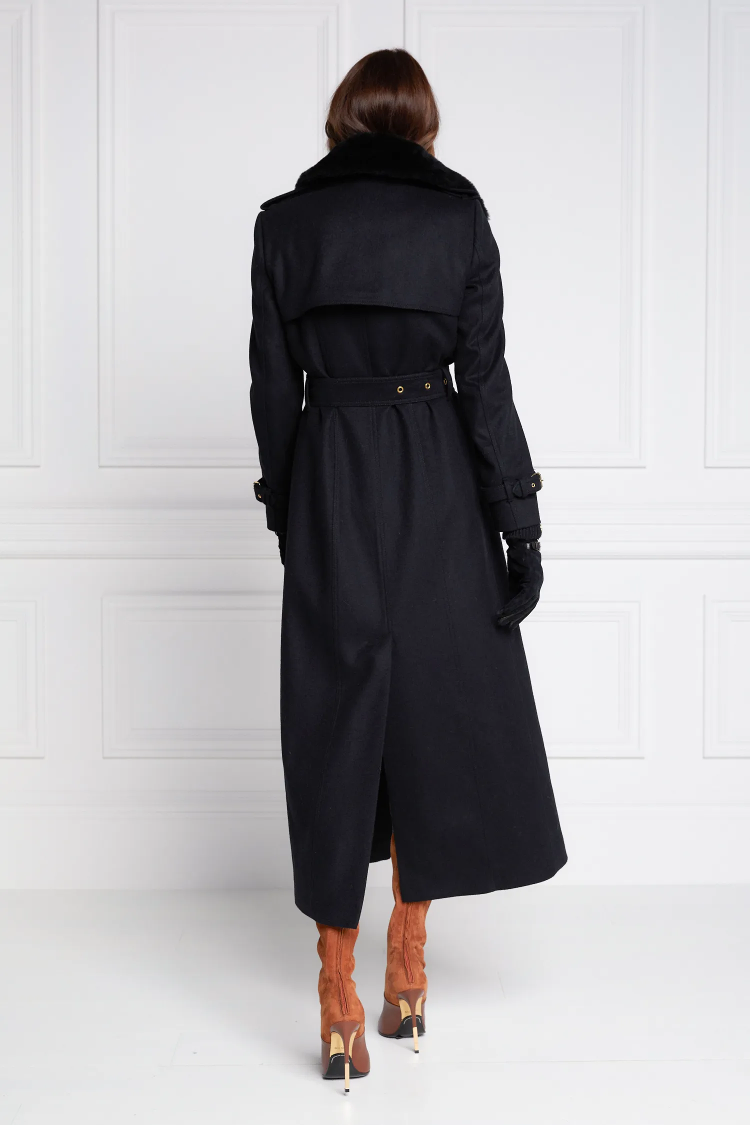 Best Marlborough Shearling Trench Coat (Soft Black) Women Trench Coats|Coats