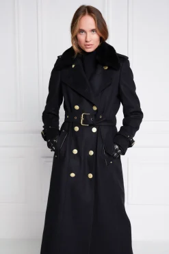 Best Marlborough Shearling Trench Coat (Soft Black) Women Trench Coats|Coats