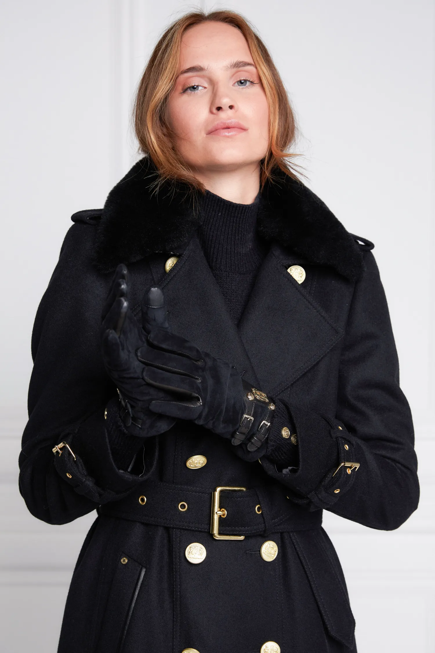 Best Marlborough Shearling Trench Coat (Soft Black) Women Trench Coats|Coats