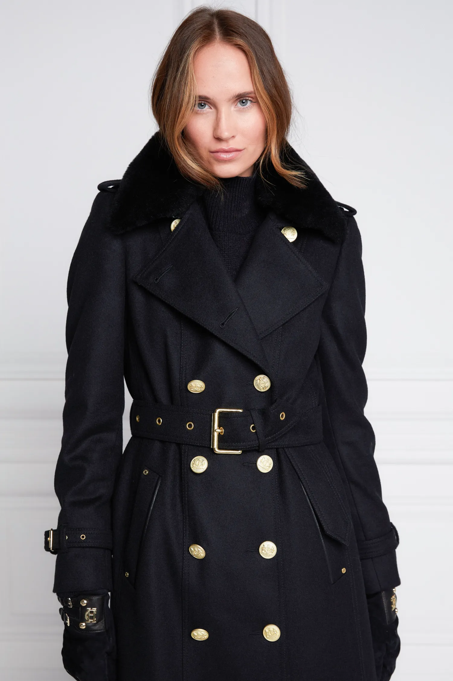 Best Marlborough Shearling Trench Coat (Soft Black) Women Trench Coats|Coats
