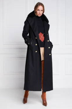 Best Marlborough Shearling Trench Coat (Soft Black) Women Trench Coats|Coats
