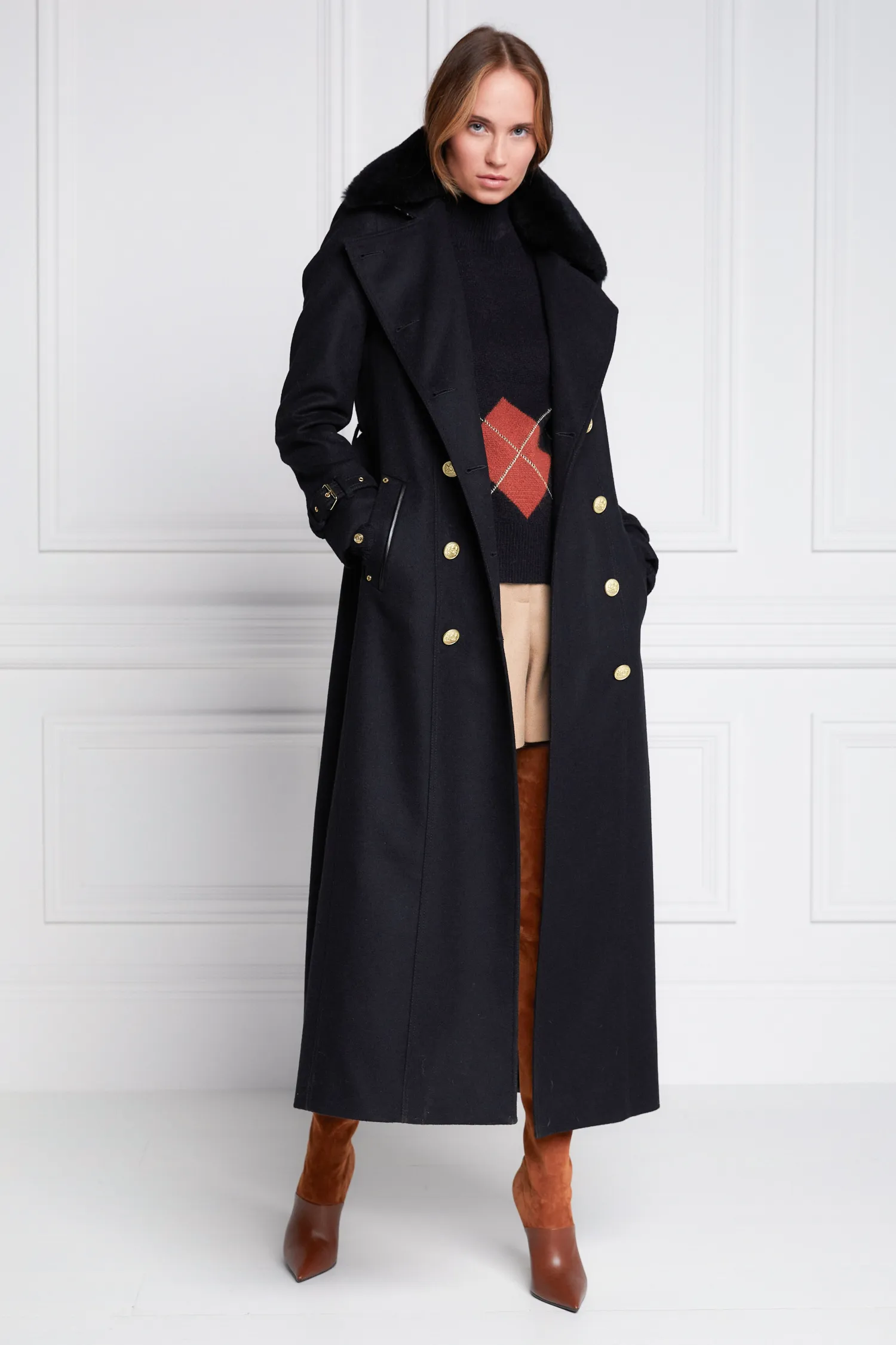 Best Marlborough Shearling Trench Coat (Soft Black) Women Trench Coats|Coats