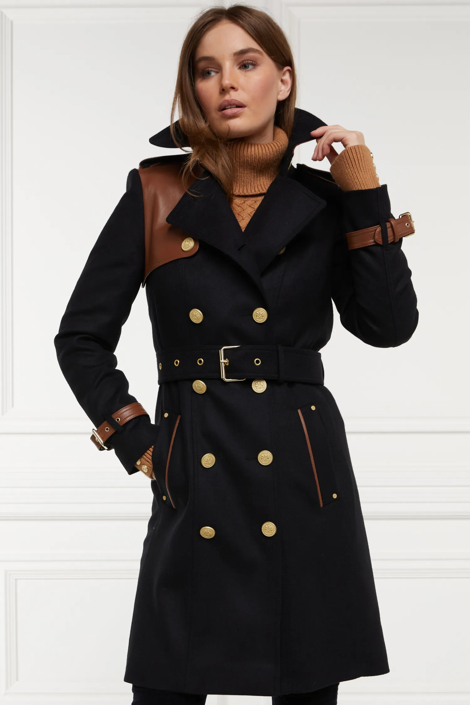 Online Marlborough Trench Coat (Soft Black Tan) Women Trench Coats|Coats