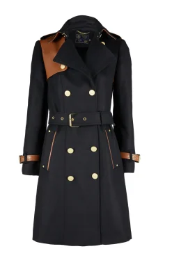 Online Marlborough Trench Coat (Soft Black Tan) Women Trench Coats|Coats