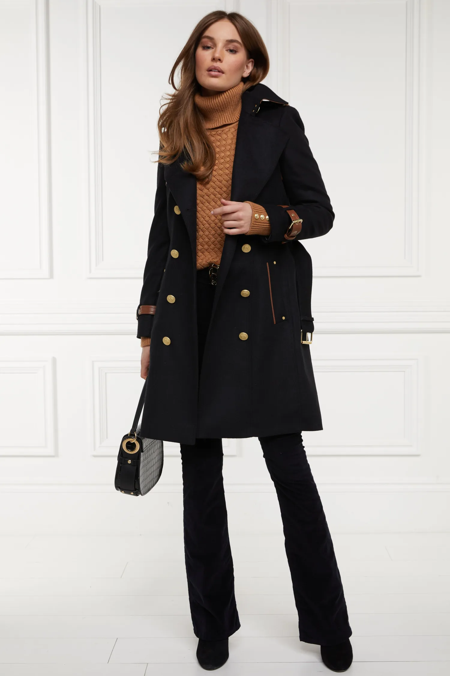 Online Marlborough Trench Coat (Soft Black Tan) Women Trench Coats|Coats