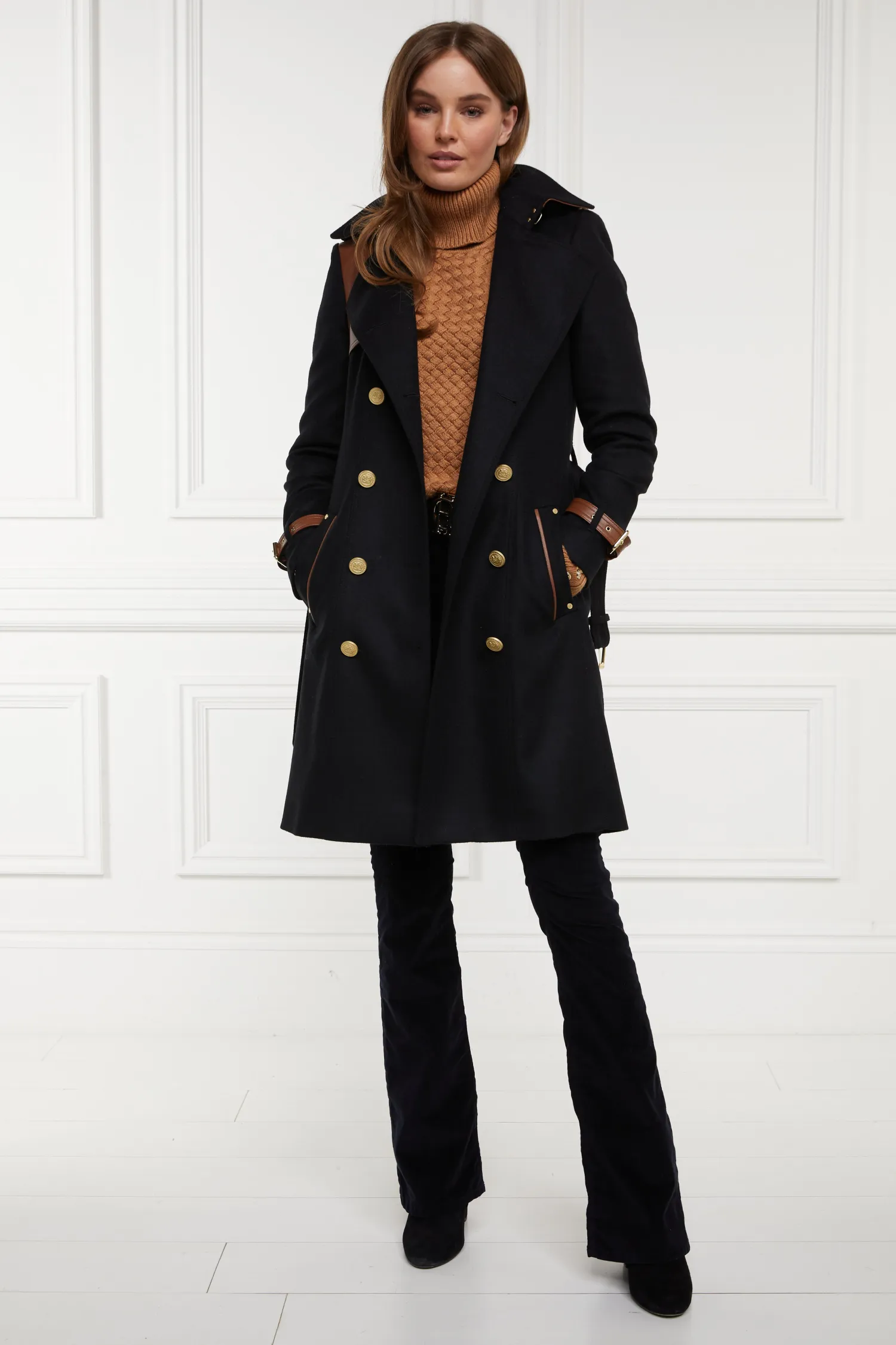Online Marlborough Trench Coat (Soft Black Tan) Women Trench Coats|Coats