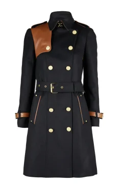 Online Marlborough Trench Coat (Soft Black Tan) Women Trench Coats|Coats