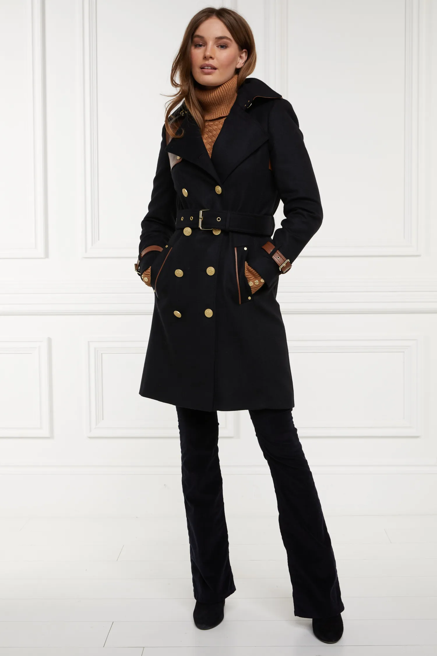 Online Marlborough Trench Coat (Soft Black Tan) Women Trench Coats|Coats