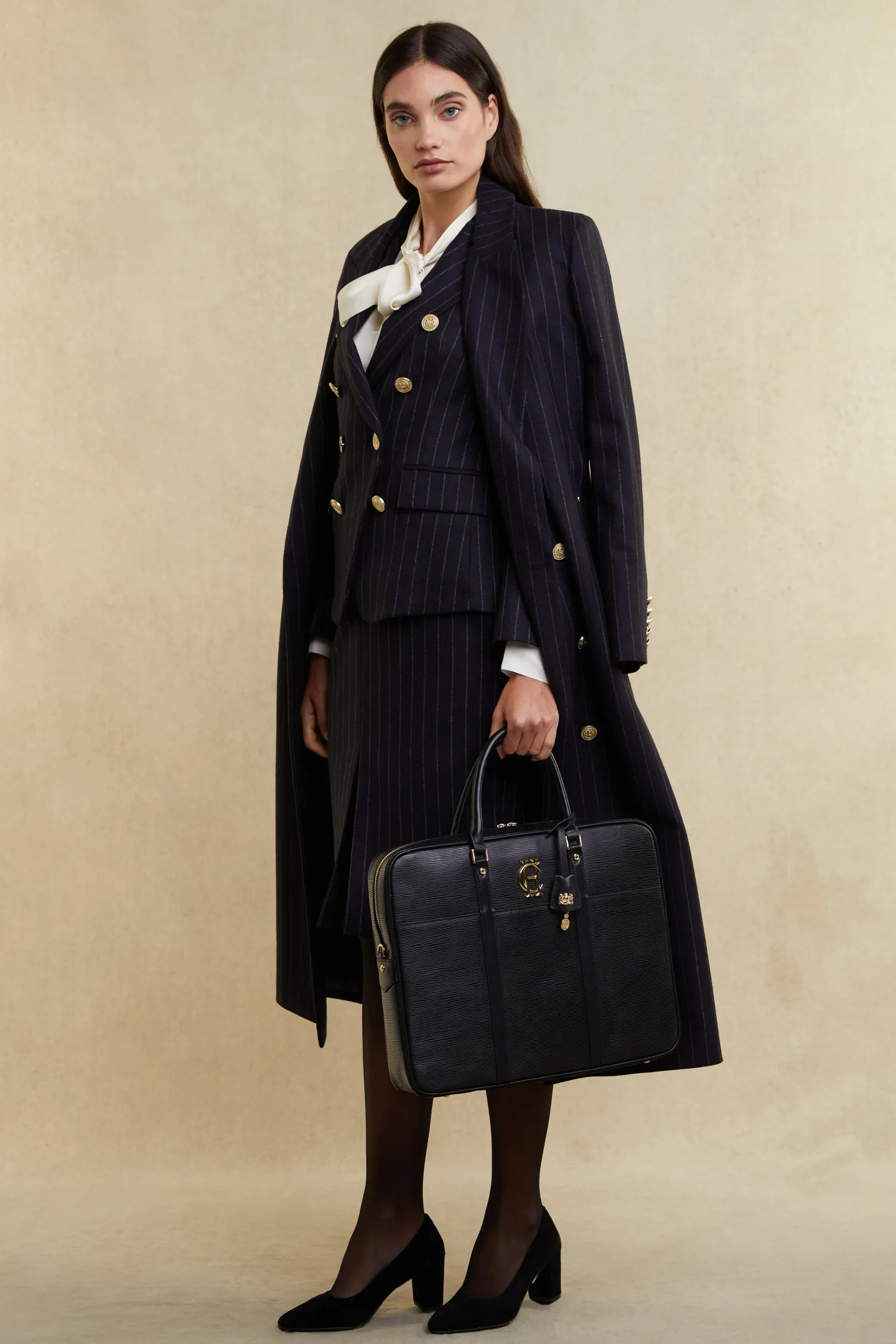 Outlet Mayfair Pencil Skirt (Navy Chalk Pinstripe) Women Briefcase|Skirts