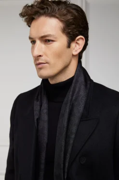 New Men's Silk Scarf (Black Charcoal Paisley) Scarves|Scarves