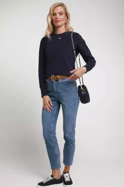 Outlet Monogram Crew Neck Sweat (Ink Navy) Women Sweatshirts
