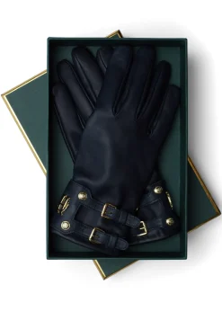 Clearance Monogram Leather Gloves (Ink Navy) Women Gloves|Gloves