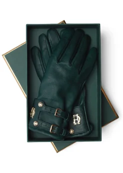 New Monogram Leather Gloves (Racing Green) Women Gloves|Gloves