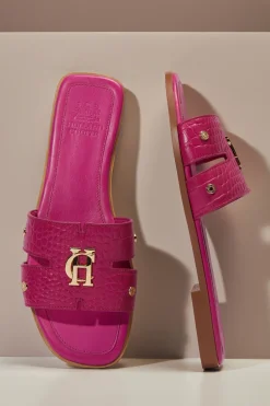 Outlet Monogram Slides (Pink Croc) Women Sandals & Slides