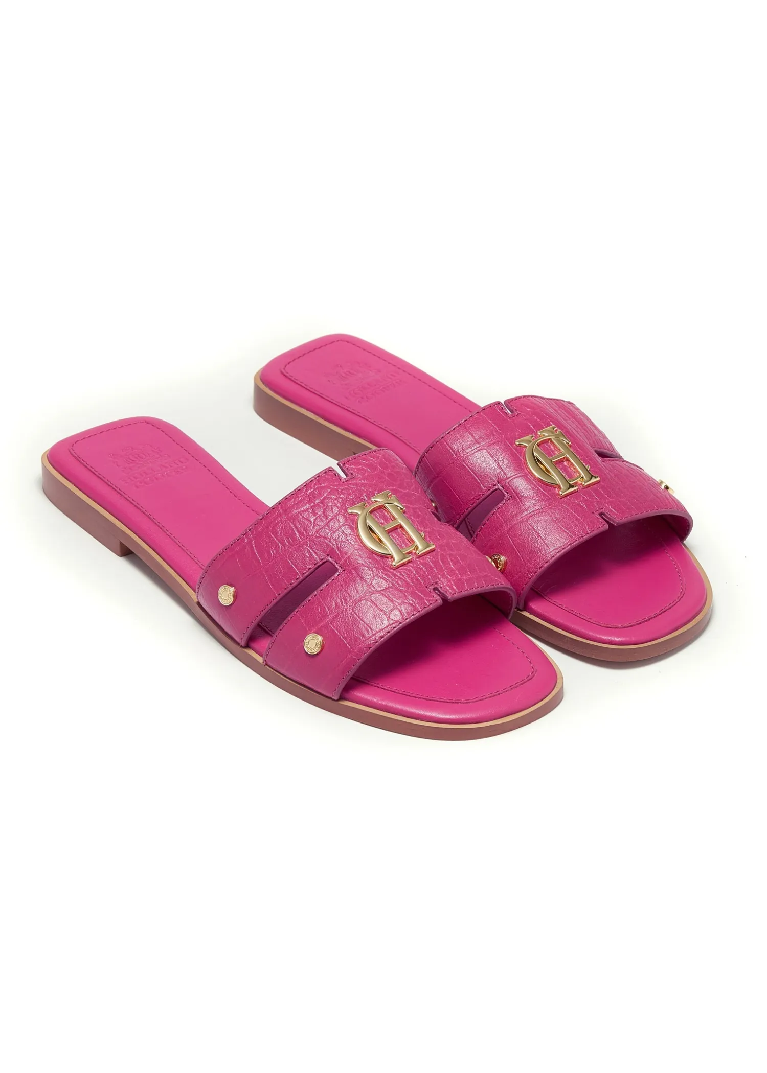 Outlet Monogram Slides (Pink Croc) Women Sandals & Slides