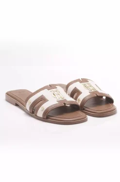 Online Monogram Slides (Tan Canvas) Women Sandals & Slides