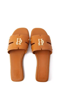 Clearance Monogram Slides (Tan Leather) Women Sandals & Slides