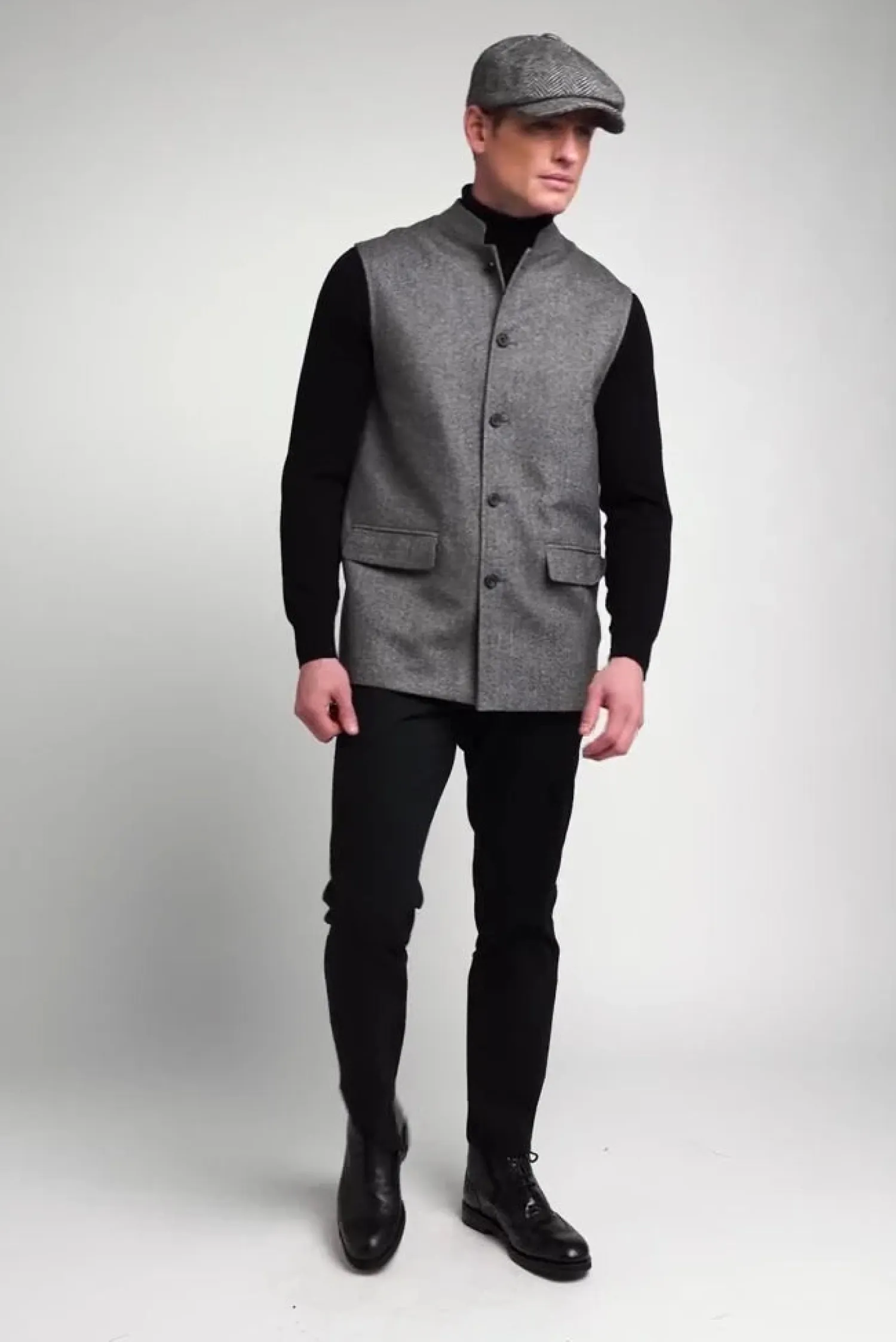Clearance Nehru Gilet (Mono Herringbone) Gilets|Waistcoats