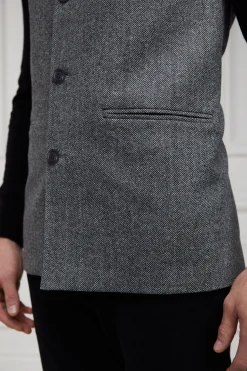 Clearance Nehru Gilet (Mono Herringbone) Gilets|Waistcoats