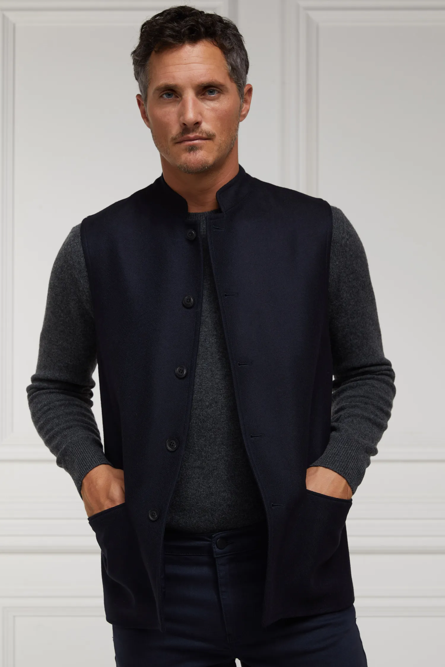 New Nehru Gilet (Navy Loxley) Gilets|Waistcoats