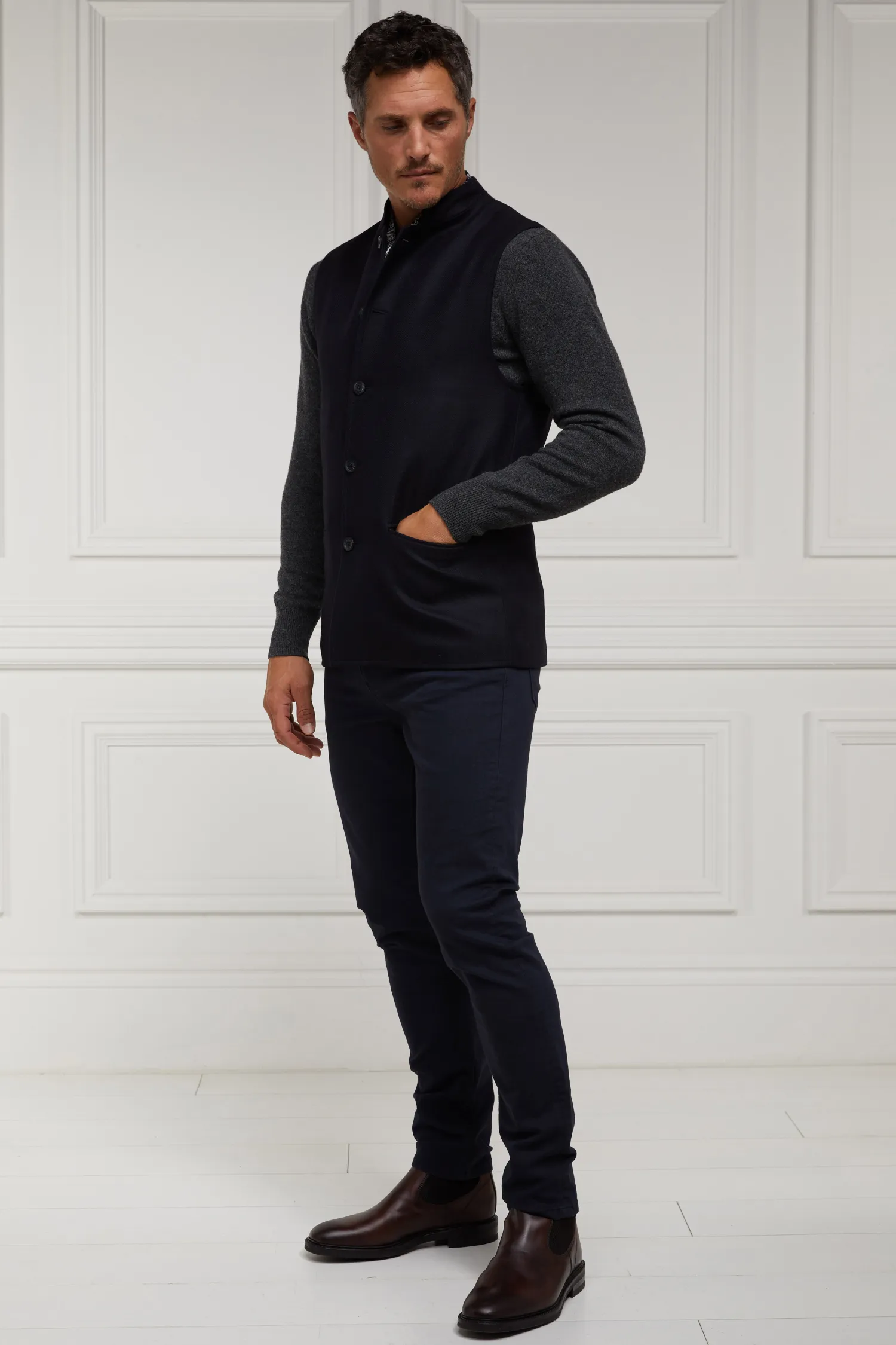 New Nehru Gilet (Navy Loxley) Gilets|Waistcoats