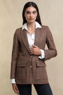 Hot Paddington Blazer (Clarence Check Merlot) Women Blazers|Tailoring