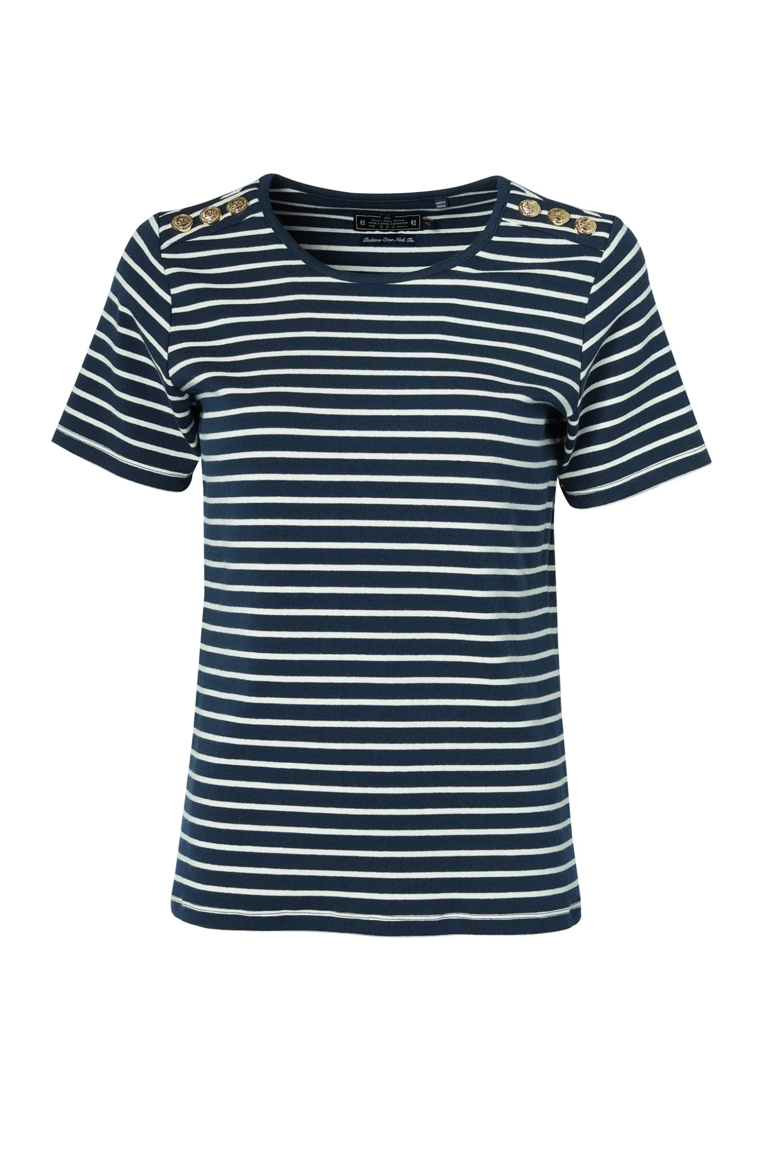Sale Padstow Crew Neck Tee (Ink Navy Natural Stripe) Women Tees|Tops