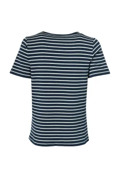 Sale Padstow Crew Neck Tee (Ink Navy Natural Stripe) Women Tees|Tops