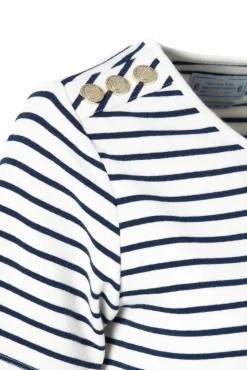 Clearance Padstow Crew Neck Tee (Natural Ink Navy Stripe) Women Tees|Tops