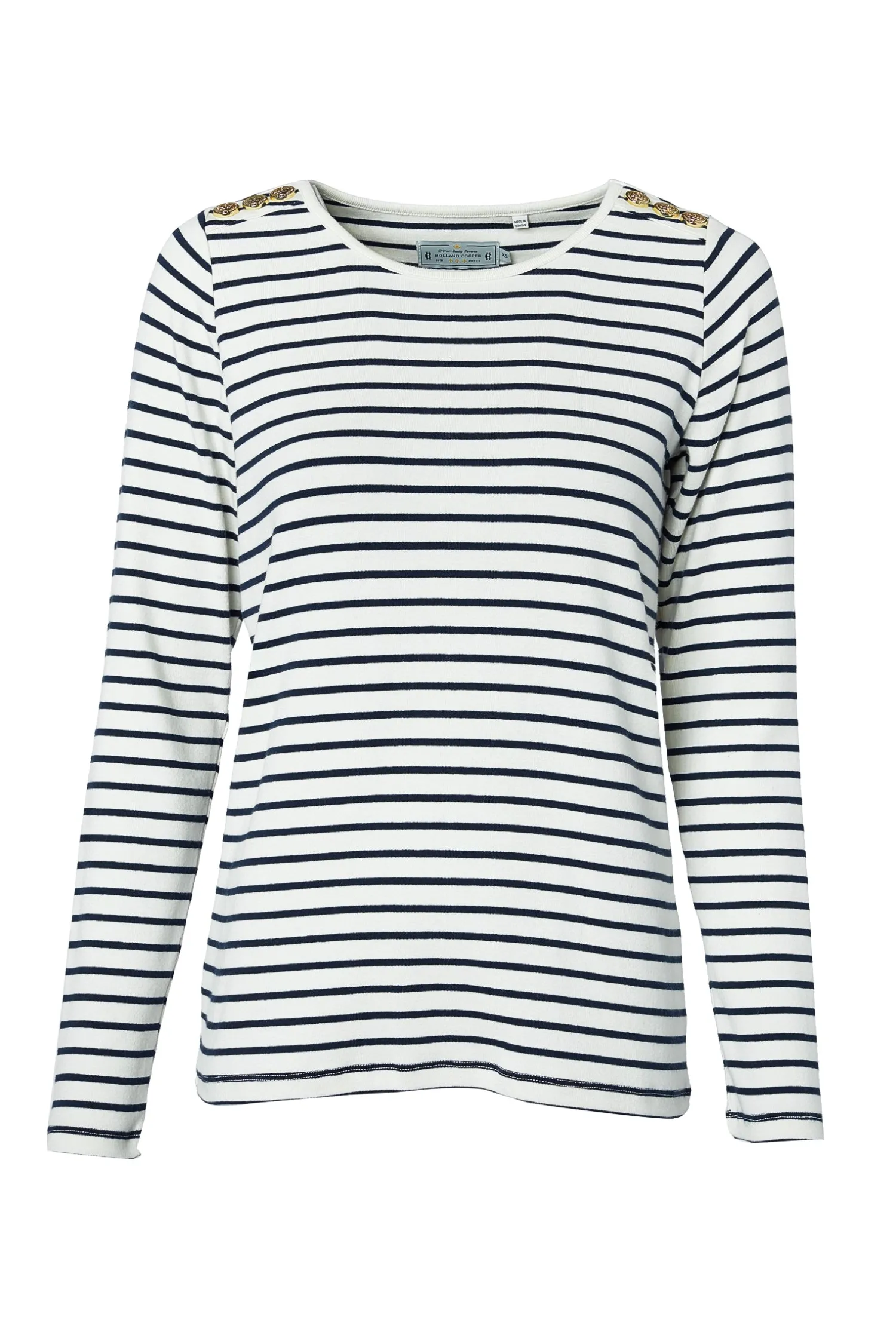 Outlet Padstow Long Sleeve Crew Neck Tee (Natural Ink Navy Stripe) Women Tees|Tops