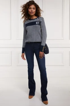 Clearance Panel Crew Neck Knit (Ink Navy) Women Knitwear