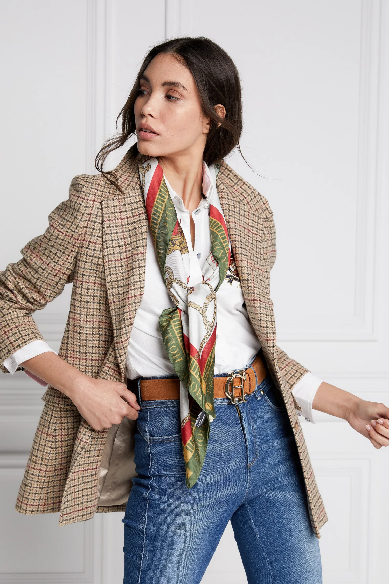 Hot Regal Horse Silk Scarf (Racing Green Heritage Red) Women Scarves|Scarves