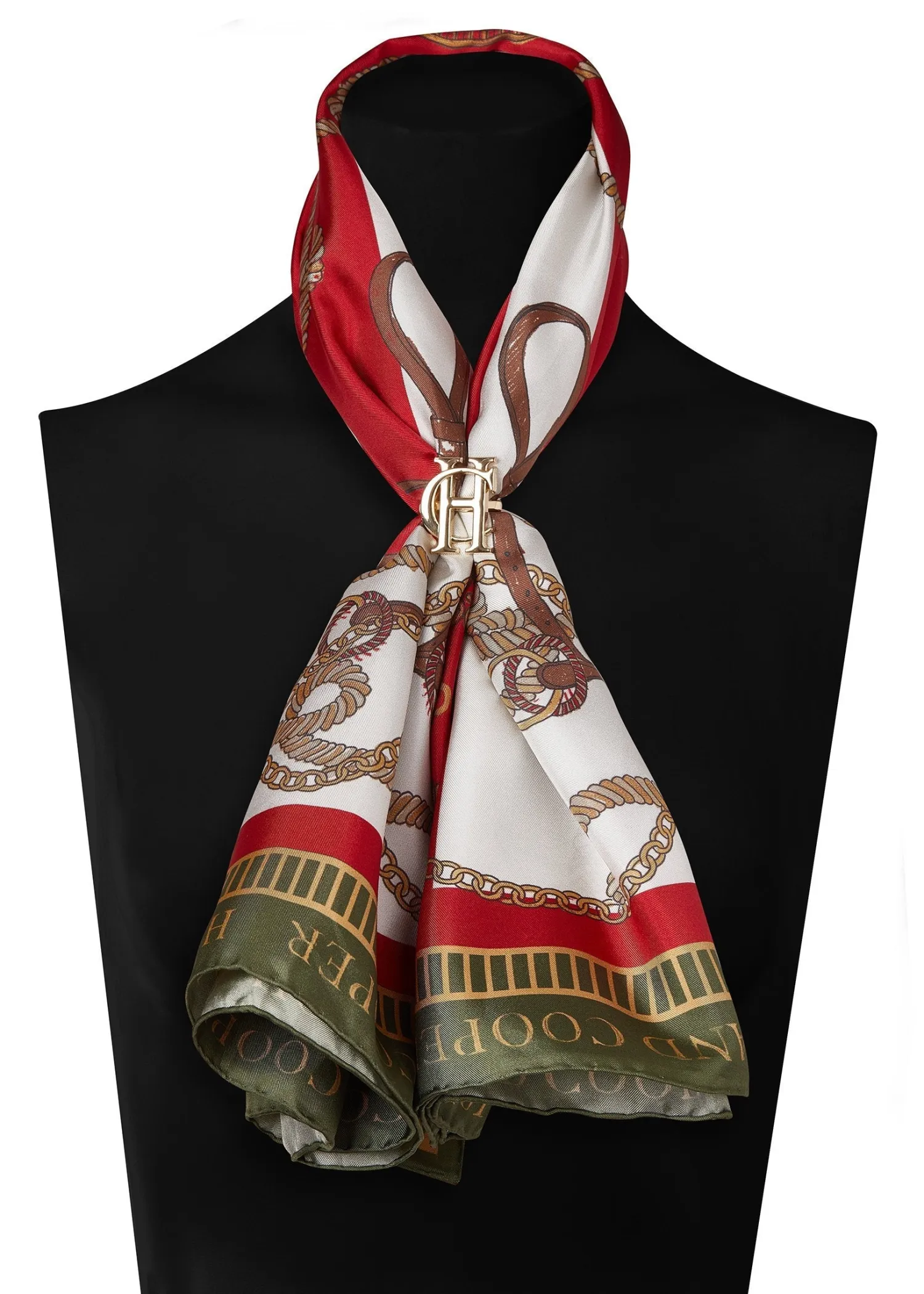 Hot Regal Horse Silk Scarf (Racing Green Heritage Red) Women Scarves|Scarves