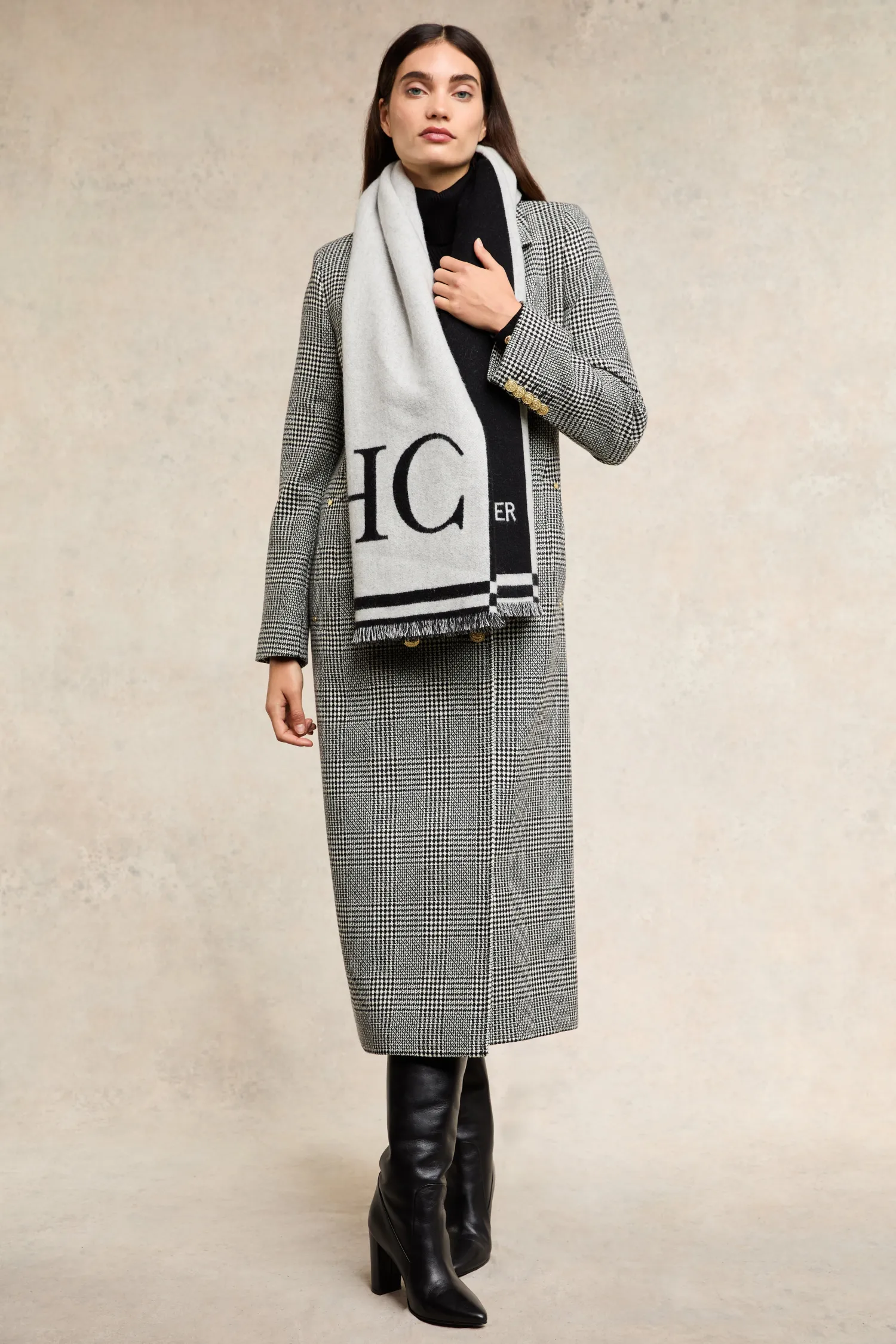 Fashion Regency Monogram Scarf (Black White) Women Scarves|Scarves
