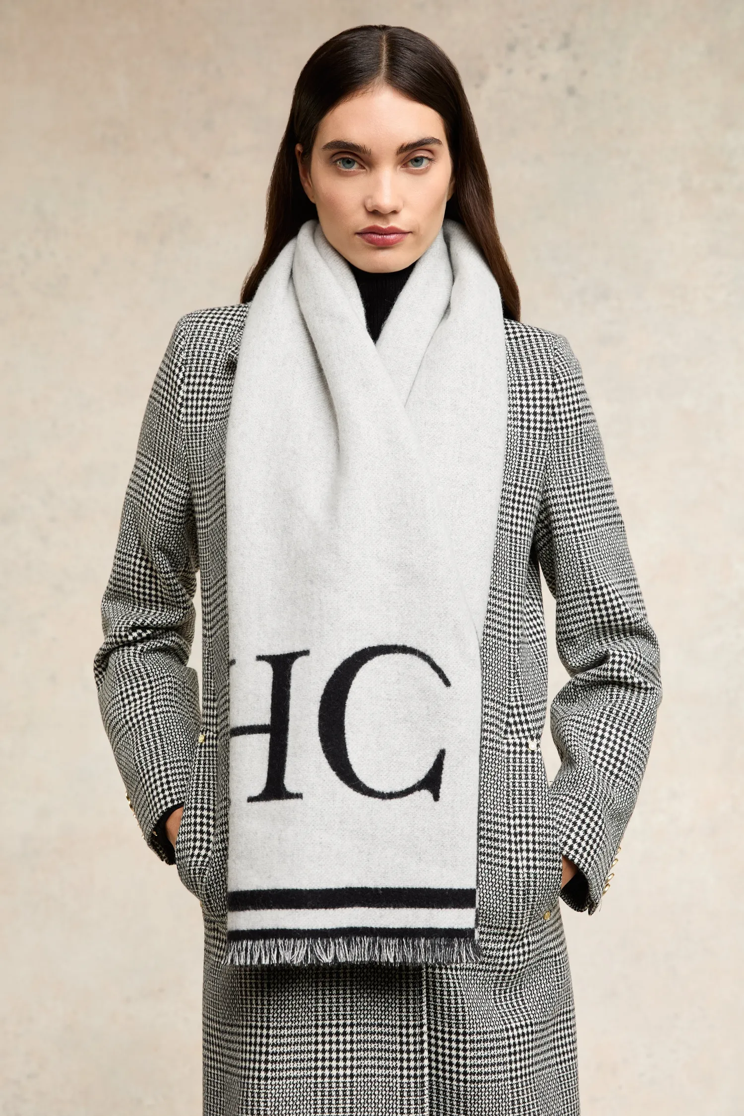 Fashion Regency Monogram Scarf (Black White) Women Scarves|Scarves