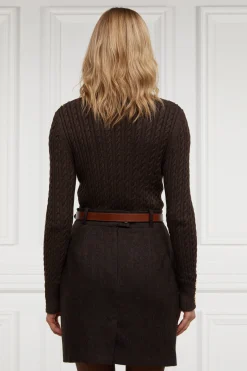 Sale Regency Skirt (Chocolate Herringbone) Women Skirts|Tailoring