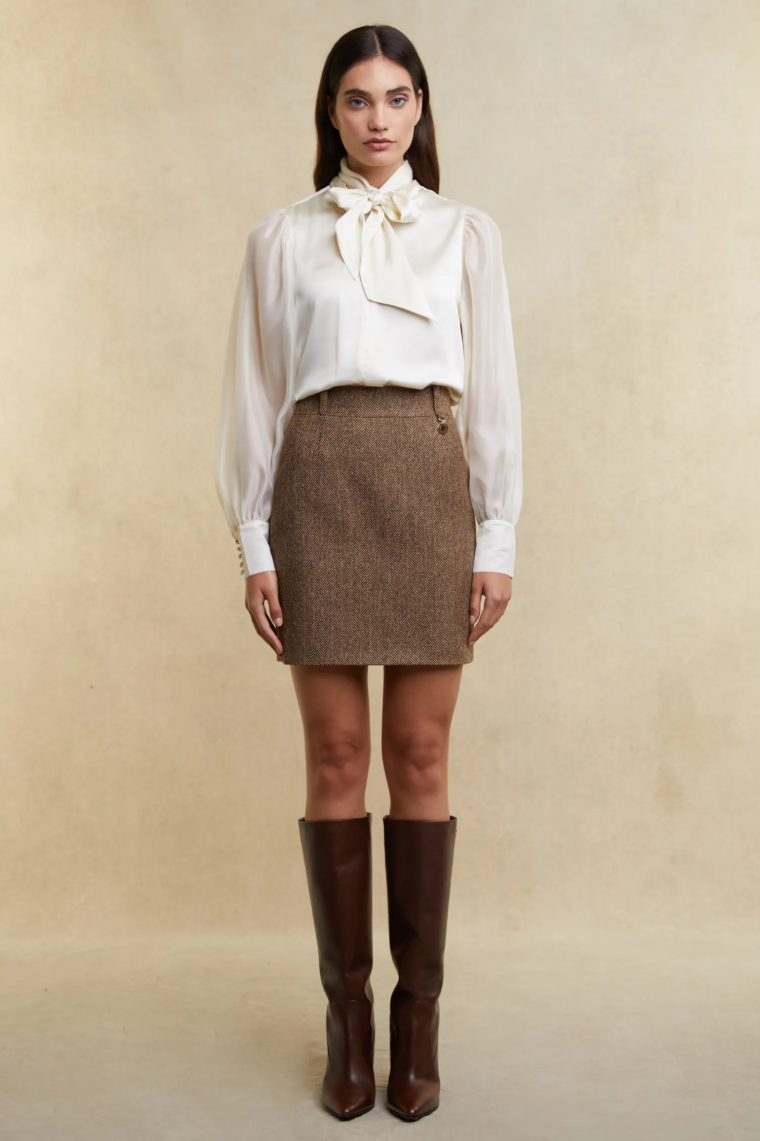 Best Regency Skirt (Large Scale Brown Herringbone) Women Skirts