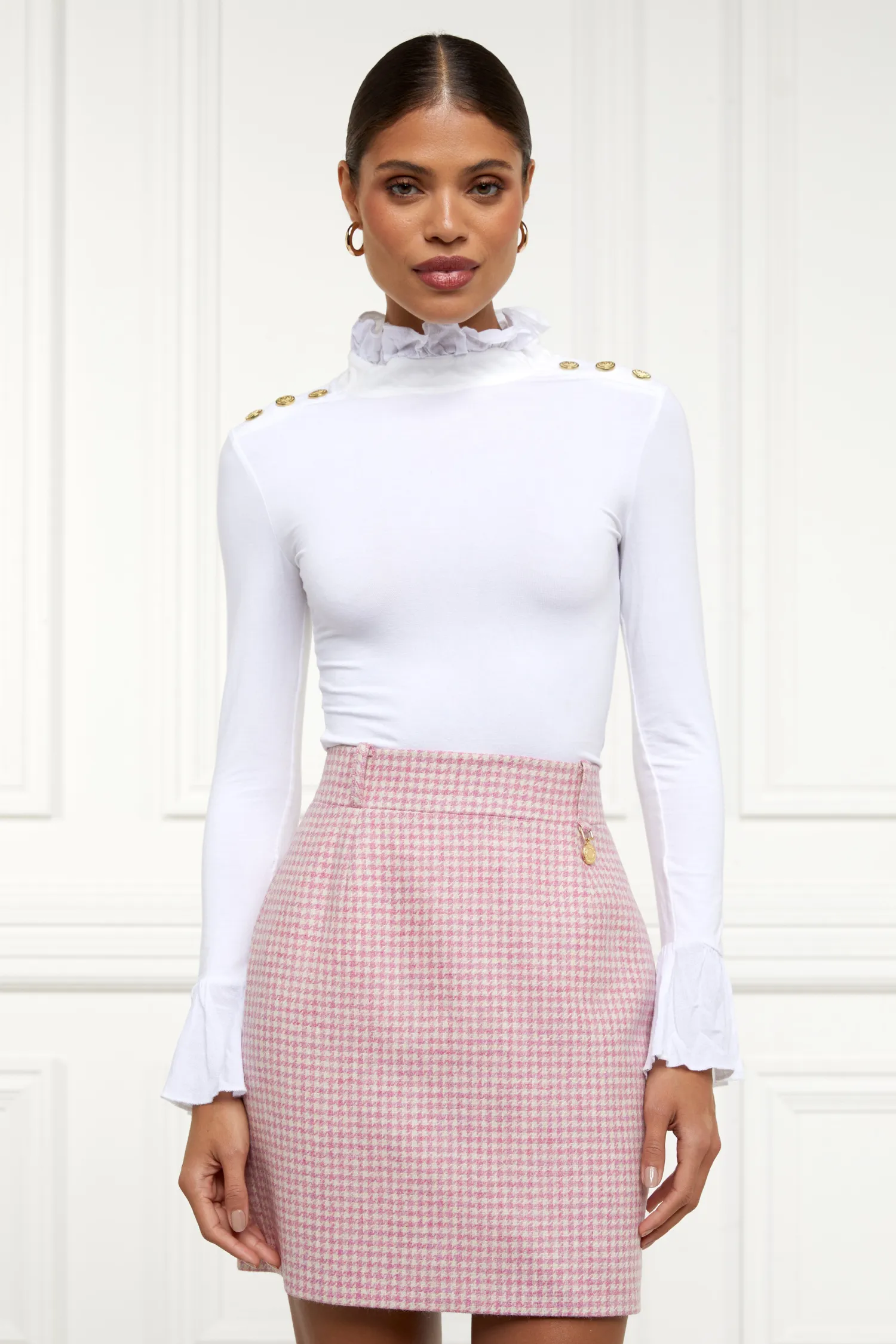 Clearance Regency Skirt (Light Pink Puppytooth) Women Skirts|Tailoring