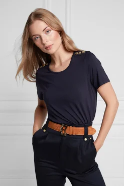 Best Relax Fit Crew Neck Tee (Ink Navy) Women Tees|Tops