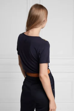 Best Relax Fit Crew Neck Tee (Ink Navy) Women Tees|Tops