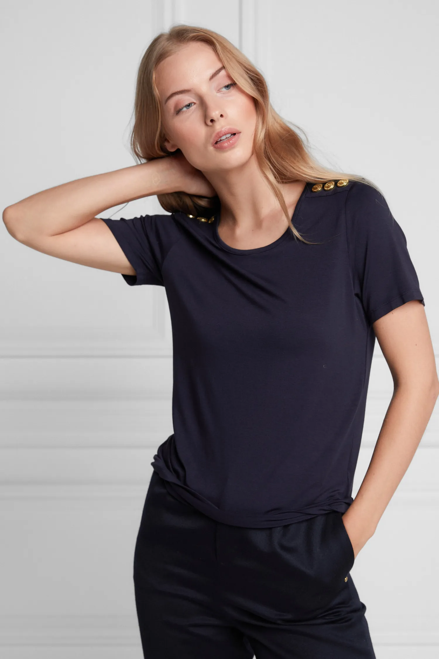 Best Relax Fit Crew Neck Tee (Ink Navy) Women Tees|Tops